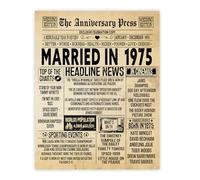 Stuff4 50th Anniversary Poster Unframed - Married In 1975 Newspaper - Happy 50 Wedding Anniversary for Men Women Retro Vintage Gifts Back In 1975, 8x10 Inch Anniversaries Posters
