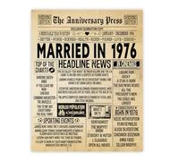 Stuff4 50th Anniversary Poster Unframed - Married In 1976 Newspaper - 50 Wedding Anniversary for Men Women Retro Vintage Gifts Back In 1976, 8x10 Inch Anniversaries Posters