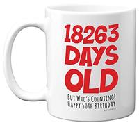 50th Birthday Mug Gift for Men Women Him Her - 18263 Days Old - Funny Adult Fifty Fiftieth Happy Birthday Present for Dad Mum Nan Grandad Uncle Auntie, 11oz Ceramic Dishwasher Safe Coffee Mugs