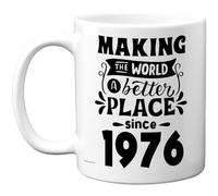 49th Birthday Mug Gift for Men Women - Making the World a Better Place Since 1976 - Happy 49 Birthday Gifts for Grandad Grandma Nan Retro Back In 1976 Age Forty-Nine Bday, 11oz Ceramic Coffee Mugs