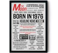 Stuff4 50th Birthday Poster Framed, Born In 1976 Newspaper