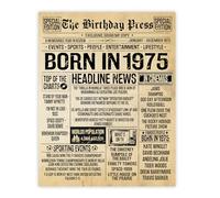 Stuff4 50th Birthday Poster Unframed - Born In 1975 Vintage Newspaper - Happy 50th Birthday Gifts for Women Men Retro Back In 1975, 8x10 Inch Fifty Fiftieth Decor Decoration Bday Party