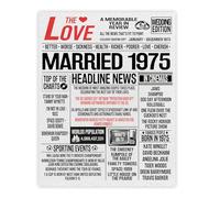 Stuff4 51st Anniversary Poster Unframed - Married In 1975 Newspaper - Happy 51st Wedding Anniversary for Men Women Vintage Gifts Retro Back In 1975, 8x10 Inch Anniversaries Posters