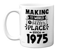 Stuff4 50th Birthday Mug Gift for Men Women - Making The World a Better Place Since 1975 - Happy 50 Birthday Gifts for Grandad Grandma Nan Retro Back in 1975 Age Fifty Bday, 11oz Ceramic Coffee Mugs
