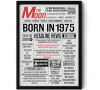 Stuff4 51st Birthday Poster Framed, Born In 1975 Newspaper