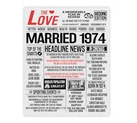 Stuff4 51st Anniversary Poster Unframed - Married In 1974 Newspaper - Happy 51st Wedding Anniversary for Men Women Vintage Gifts Retro Back In 1974, 8x10 Inch Fifty-First Anniversaries Posters