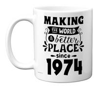 51st Birthday Mug Gift for Men Women - Making the World a Better Place Since 1974 - Happy 51 Birthday Gifts for Grandad Grandma Nan Retro Back In 1974 Age Fifty-One Bday, 11oz Ceramic Coffee Mugs