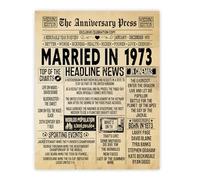 Stuff4 53rd Anniversary Poster Unframed - Married In 1973 Newspaper - 53 Wedding Anniversary for Men Women Retro Vintage Gifts Back In 1973, 8x10 Inch Anniversaries Posters