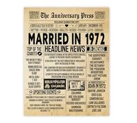 Stuff4 54th Anniversary Poster Unframed - Married In 1972 Newspaper - 54 Wedding Anniversary for Men Women Retro Vintage Gifts Back In 1972, 8x10 Inch Anniversaries Posters