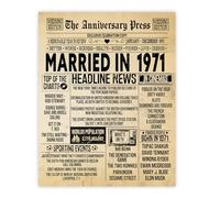 Stuff4 55th Anniversary Poster Unframed - Married In 1971 Newspaper - 55 Wedding Anniversary for Men Women Retro Vintage Gifts Back In 1971, 8x10 Inch Anniversaries Posters