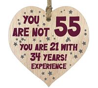 Stuff4 55th Birthday Gift For Women Men Wooden Heart Plaque, Light Wood Sign Keepsake, Happy Birthday Mum, Colleague, Dad, Husband, Wife, Uncle, Mum Gifts From Son, Auntie, Sister Birthday Present