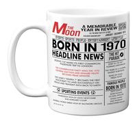 Stuff4 55th Birthday Mug Gift for Men Women - Born in 1970 Newspaper - Happy 55 Birthday Gifts for Mum Dad Uncle Aunt Vintage Retro Back in 1970 Age Fifty-Five Bday, 11oz Ceramic Coffee Mugs