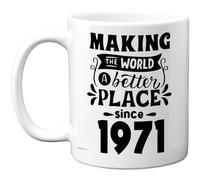 54th Birthday Mug Gift for Men Women - Making the World a Better Place Since 1971 - Happy 54 Birthday Gifts for Grandad Grandma Nan Retro Back In 1971 Age Fifty-Four Bday, 11oz Ceramic Coffee Mugs