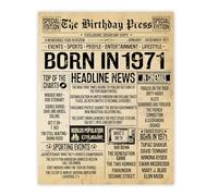 Stuff4 55th Birthday Poster Unframed - Born In 1971 Vintage Newspaper - Happy 55th Birthday Gifts for Women Men Retro Back In 1971, 8x10 Inch Decor Decoration Bday Party