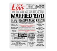 Stuff4 56th Anniversary Poster Unframed - Married In 1970 Newspaper - Happy 56th Wedding Anniversary for Men Women Vintage Gifts Retro Back In 1970, 8x10 Inch Anniversaries Posters