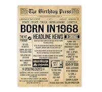 Stuff4 57th Birthday Poster Unframed - Born In 1968 Vintage Newspaper - Happy 57th Birthday Gifts for Women Men Retro Back In 1968, 8x10 Inch Fifty-Seven Fifty-Seventh Decor Decoration Bday Party