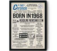 Stuff4 58th Birthday Poster Framed, Born In 1968 Newspaper