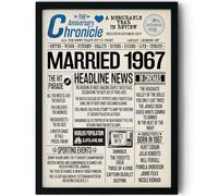 Stuff4 59th Anniversary Poster Framed, Married In 1967 Newspaper | Happy 59th Wedding Anniversary for Women and Men Vintage Gifts Retro Back In 1967, 8x10 Inch Anniversaries Posters