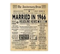 Stuff4 59th Anniversary Poster Unframed - Married In 1966 Newspaper - Happy 59 Wedding Anniversary for Men Women Retro Vintage Gifts Back In 1966, 8x10 Inch Anniversaries Posters