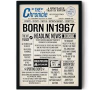 Stuff4 59th Birthday Poster Framed, Born In 1967 Newspaper