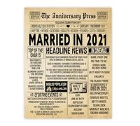 Stuff4 5th Anniversary Poster Unframed - Married In 2021 Newspaper - Happy 5 Wedding Anniversary for Men Women Retro Vintage Gifts Back In 2021, 8x10 Inch Anniversaries Posters
