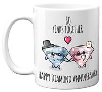 Stuff4 60th Anniversary Mug Gift for Men Women - 60 Years Together - Happy Diamond Anniversary Wedding for Husband Wife Mum Dad Nan Grandad, 11oz Ceramic Coffee Mugs Gifts