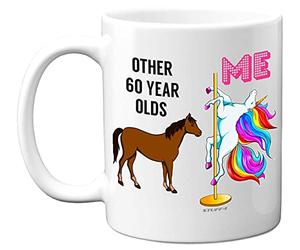 Stuff4 60th Birthday Gifts: Unicorn Pole Dancing Mug, Funny Gift for Men & Women, 11oz White Ceramic, Dishwasher Safe