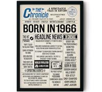 Stuff4 60th Birthday Poster Framed, Born In 1966 Newspaper