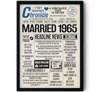 Stuff4 61st Anniversary Poster Framed - Married In 1965 Newspaper - Happy 61st Wedding Anniversary for Men Women Vintage Gifts Retro Back In 1965, 8x10 Inch Anniversaries Posters