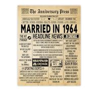 Stuff4 62nd Anniversary Poster Unframed - Married In 1964 Newspaper - 62 Wedding Anniversary for Men Women Retro Vintage Gifts Back In 1964, 8x10 Inch Anniversaries Posters