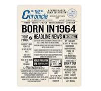 Stuff4 62nd Birthday Poster Unframed, Born In 1964 Newspaper
