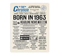 Stuff4 62nd Birthday Poster Unframed - Born In 1963 Newspaper - Happy 62nd Birthday Gifts for Men Women Vintage Retro Back In 1963, 8x10 Inch Sixty-Two Sixty-Second Bday Party Decor Decoration