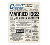 Stuff4 64th Anniversary Poster Unframed - Married In 1962 Newspaper - Happy 64th Wedding Anniversary for Men Women Vintage Gifts Retro Back In 1962, 8x10 Inch Anniversaries Posters
