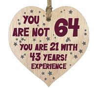 Stuff4 64th Birthday Gift For Women and Men Wooden Heart Plaque, Girlfriend