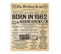 Stuff4 63rd Birthday Poster Unframed - Born In 1962 Vintage Newspaper - Happy 63rd Birthday Gifts for Women Men Retro Back In 1962, 8x10 Inch Sixty-Three Sixty-Third Decor Decoration Bday Party