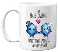 Stuff4 65th Anniversary Mug Gift for Men Women - 65 Years Together - Happy Blue Sapphire Anniversary Wedding for Husband Wife Mum Dad Nan Grandad, 11oz Ceramic Coffee Mugs Gifts