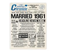 Stuff4 65th Anniversary Poster Unframed - Married In 1961 Newspaper - Happy 65th Wedding Anniversary for Men Women Vintage Gifts Retro Back In 1961, 8x10 Inch Anniversaries Posters