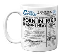 Stuff4 65th Birthday Mug Gift for Men Women - Born in 1960 Newspaper - Happy 65 Birthday Gifts for Grandad Grandma Nan Vintage Retro Back in 1960 Age Sixty-Five Bday, 11oz Ceramic Coffee Mugs