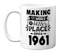 64th Birthday Mug Gift for Men Women - Making The World a Better Place Since 1961 - Happy 64 Birthday Gifts for Grandad Grandma Nan Retro Back in 1961 Age Sixty-Four Bday, 11oz Ceramic Coffee Mugs