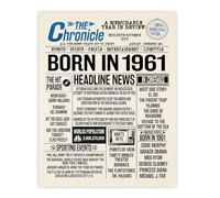 Stuff4 65th Birthday Poster Unframed, Born In 1961 Newspaper