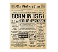 Stuff4 65th Birthday Poster Unframed - Born In 1961 Vintage Newspaper - Happy 65th Birthday Gifts for Women Men Retro Back In 1961, 8x10 Inch Decor Decoration Bday Party