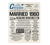 Stuff4 65th Anniversary Poster Unframed - Married In 1960 Newspaper - Happy 65th Wedding Anniversary for Men Women Vintage Gifts Retro Back In 1960, 8x10 Inch Sixty-Fifth Anniversaries Posters