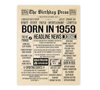 Stuff4 66th Birthday Poster Unframed - Born In 1959 Newspaper - Happy 66th Birthday Gifts for Men Women Vintage Retro Back In 1959, 8x10 Inch Sixty-Six Sixty-Sixth Bday Party Decor Decoration