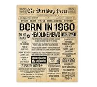 Stuff4 66th Birthday Poster Unframed, Born In 1960 Vintage Newspaper
