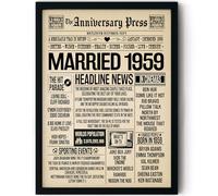 Stuff4 67th Anniversary Poster Framed - Married In 1959 Newspaper - Happy 67th Wedding Anniversary for Men Women Vintage Gifts Retro Back In 1959, 8x10 Inch Anniversaries Posters