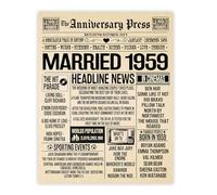 Stuff4 66th Anniversary Poster Unframed - Married In 1959 Newspaper - Happy 66th Wedding Anniversary for Men Women Vintage Gifts Retro Back In 1959, 8x10 Inch Sixty-Sixth Anniversaries Posters