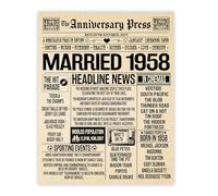 Stuff4 67th Anniversary Poster Unframed - Married In 1958 Newspaper - Happy 67th Wedding Anniversary for Men Women Vintage Gifts Retro Back In 1958, 8x10 Inch Sixty-Seventh Anniversaries Posters