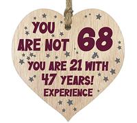 Stuff4 68th Birthday Gift For Women Men Wooden Heart Plaque, Light Wood Sign Keepsake, Happy Birthday Mum, Grandma, Dad, Husband, Wife, Uncle, Mum Gifts From Son, Nan, Grandad Birthday Present