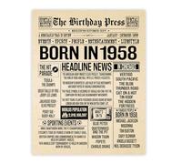 Stuff4 68th Birthday Poster Unframed, Born In 1958 Newspaper