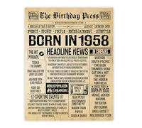 Stuff4 68th Birthday Poster Unframed - Born In 1958 Vintage Newspaper - Happy 68th Birthday Gifts for Women Men Retro Back In 1958, 8x10 Inch Decor Decoration Bday Party